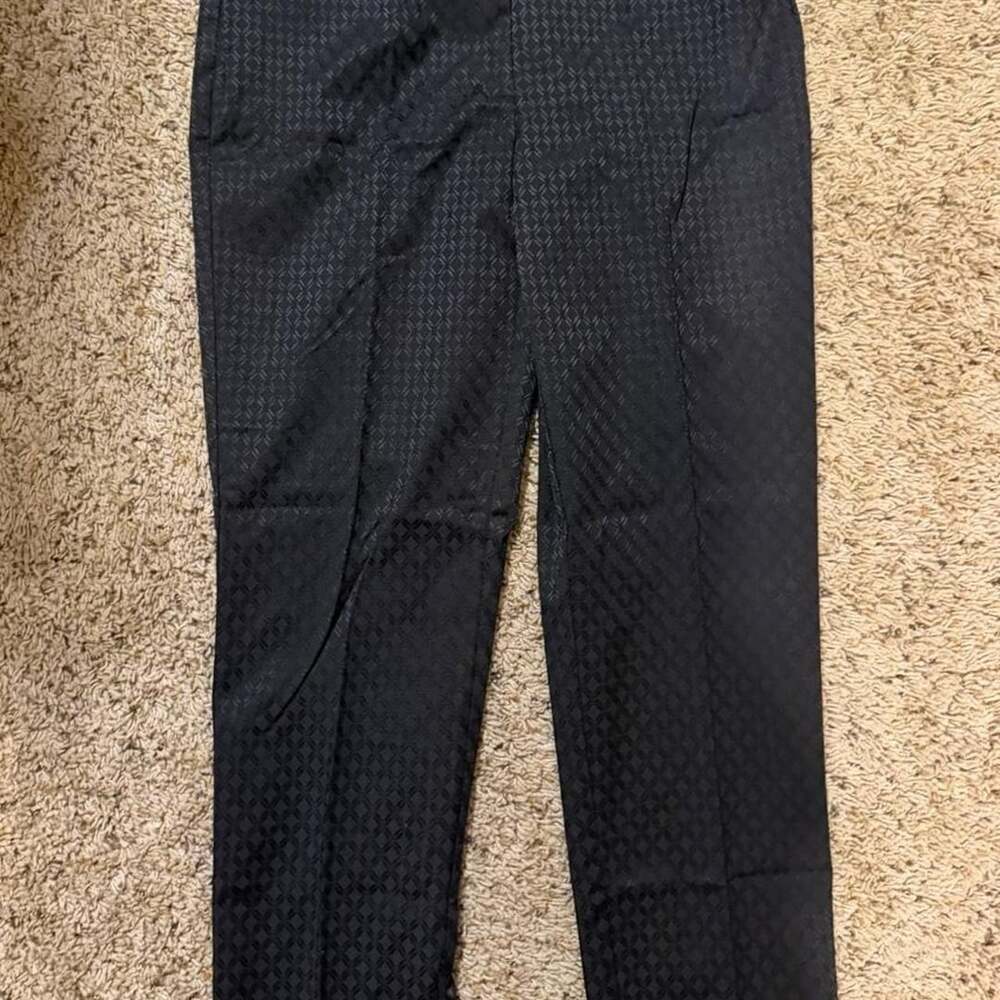 White House Black Market Dress Pants Size 8 Black Geometric Jacquard